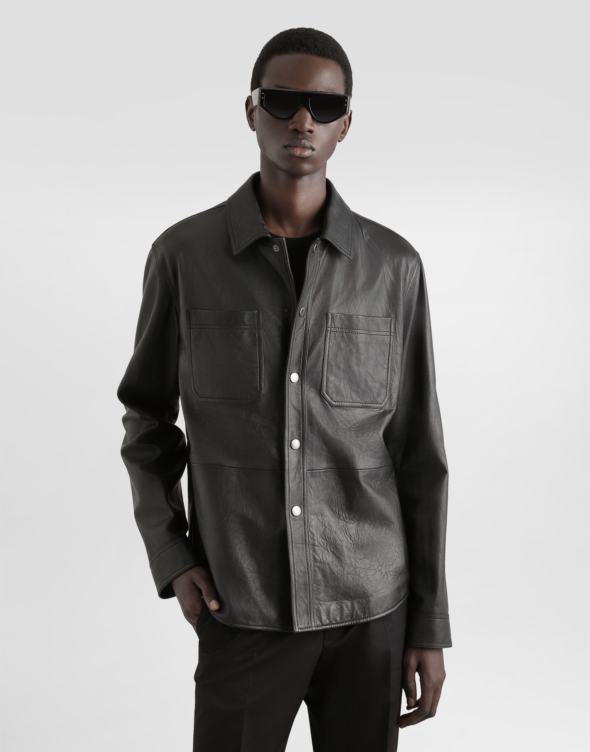 Leather shirt in Black for Men | Dolce&Gabbana® US