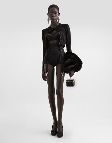 Dolce & Gabbana Cropped viscose cardigan Black FXV88TJAIRM