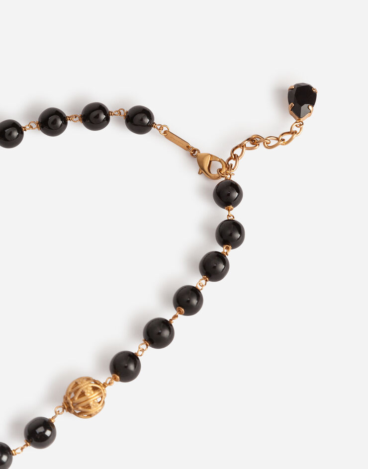 Dolce & Gabbana Necklace with cross pendant BLACK/GOLD WNM2D2W1111