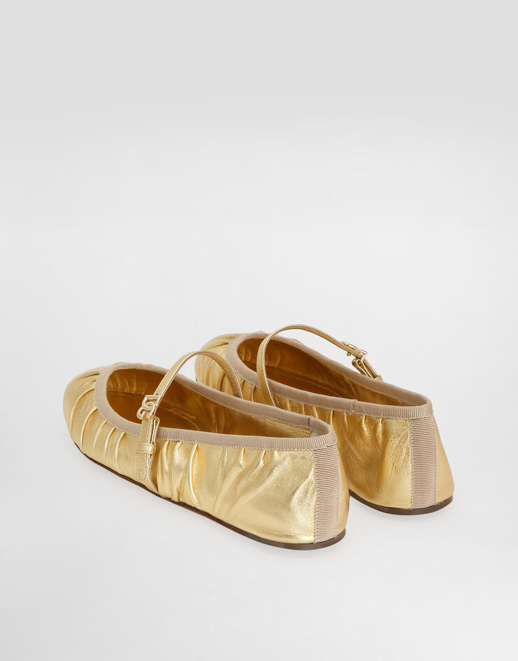 Dolce & Gabbana حذاء باليرينا من جلد نابا موردور ذهبي CB0222A1016