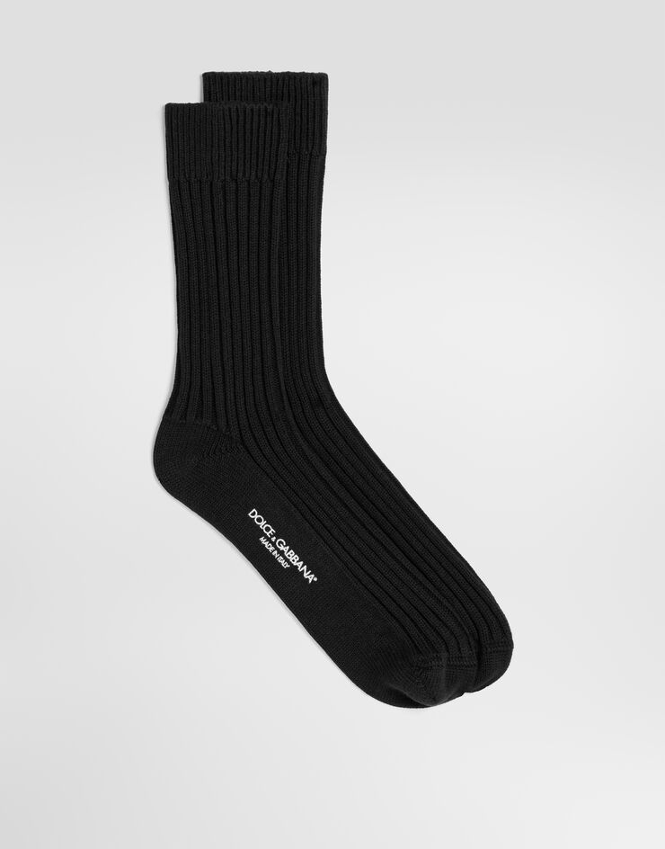 Dolce & Gabbana Ribbed cotton socks Black FXP24TJGMJ7
