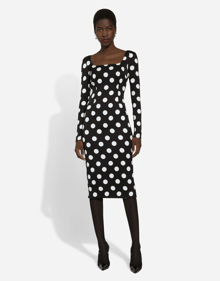 Dolce & Gabbana Charmeuse sheath dress with macro polka-dot print Print F6GAFTFSA6L