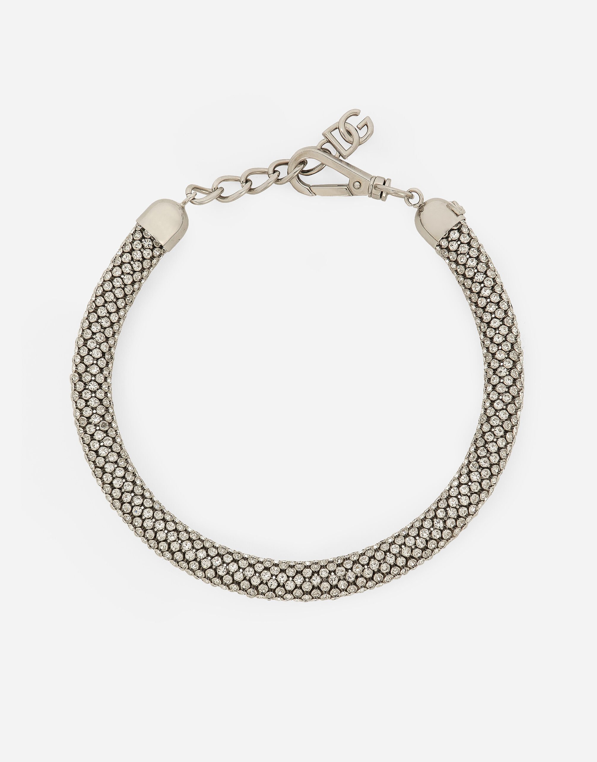 Dolce&Gabbana Schlauchförmige Halskette mit Strass Schwarz G710PTFU26Z