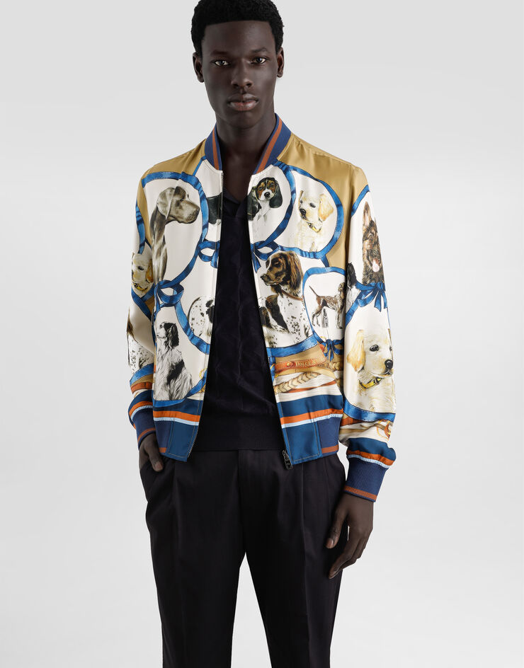 Dolce & Gabbana Silk jacket with dog print Print G9PD5THI1VU