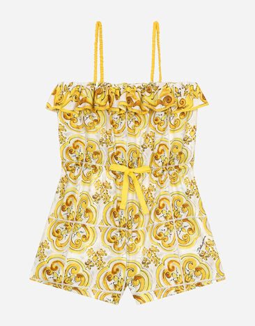Dolce & Gabbana Salopette in batista stampa maiolica gialla Stampa L53DG7G7E9W