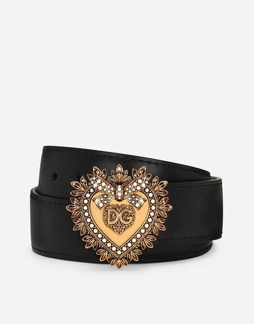 Dolce & Gabbana 럭스 가죽 디보션 벨트 블랙 BI1261AW576