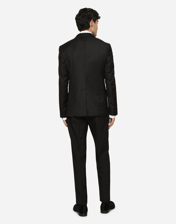 Dolce & Gabbana Wool Taormina-fit tuxedo jacket with embroidery Black G2NE4ZFU2Z9