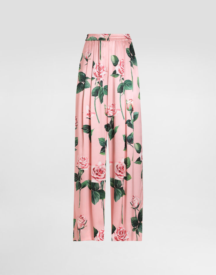 Dolce & Gabbana Silk pajama pants with rose print Print FTCISTFSA7D