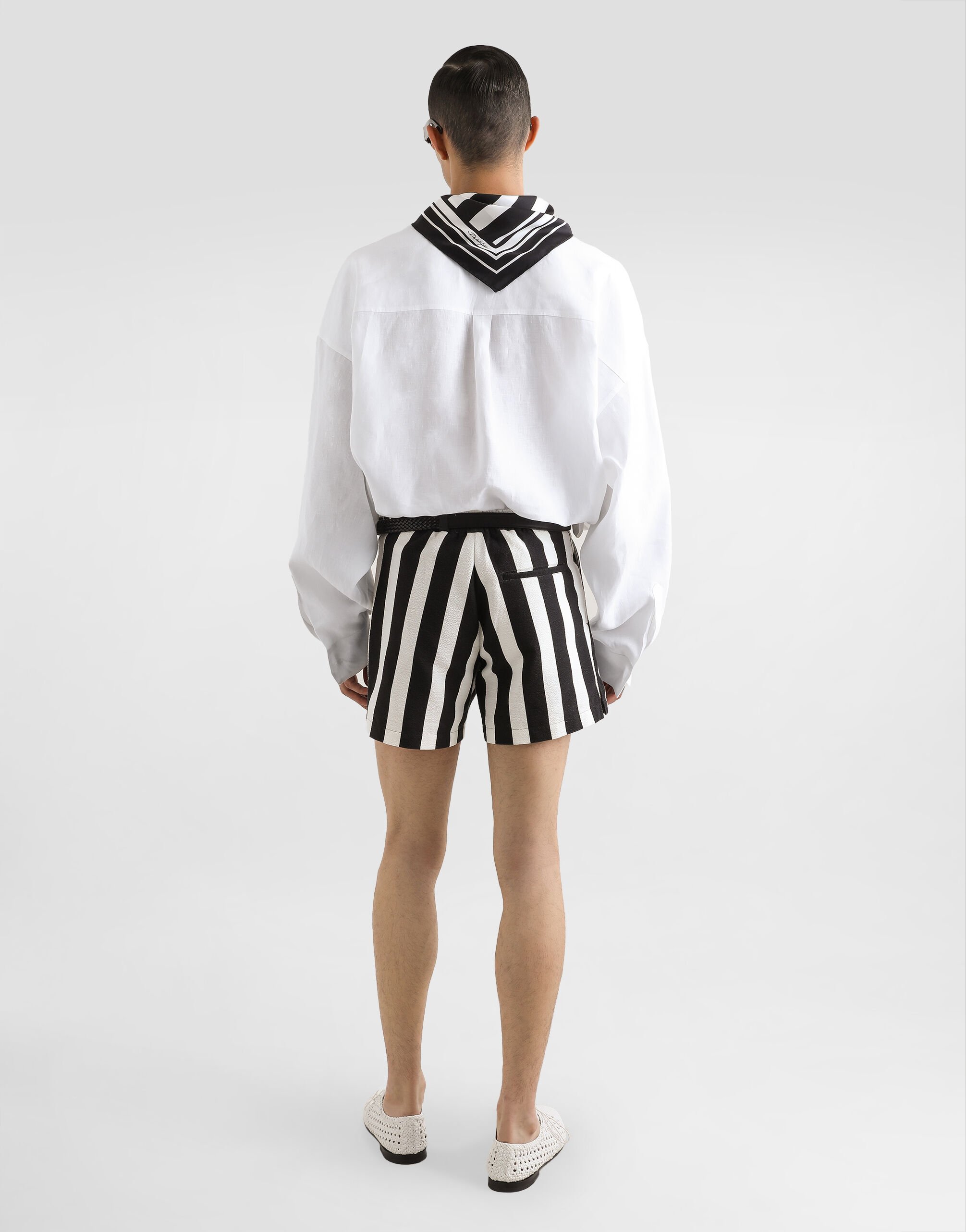 Long-sleeved silk shirt with pussy-bow in White for Men