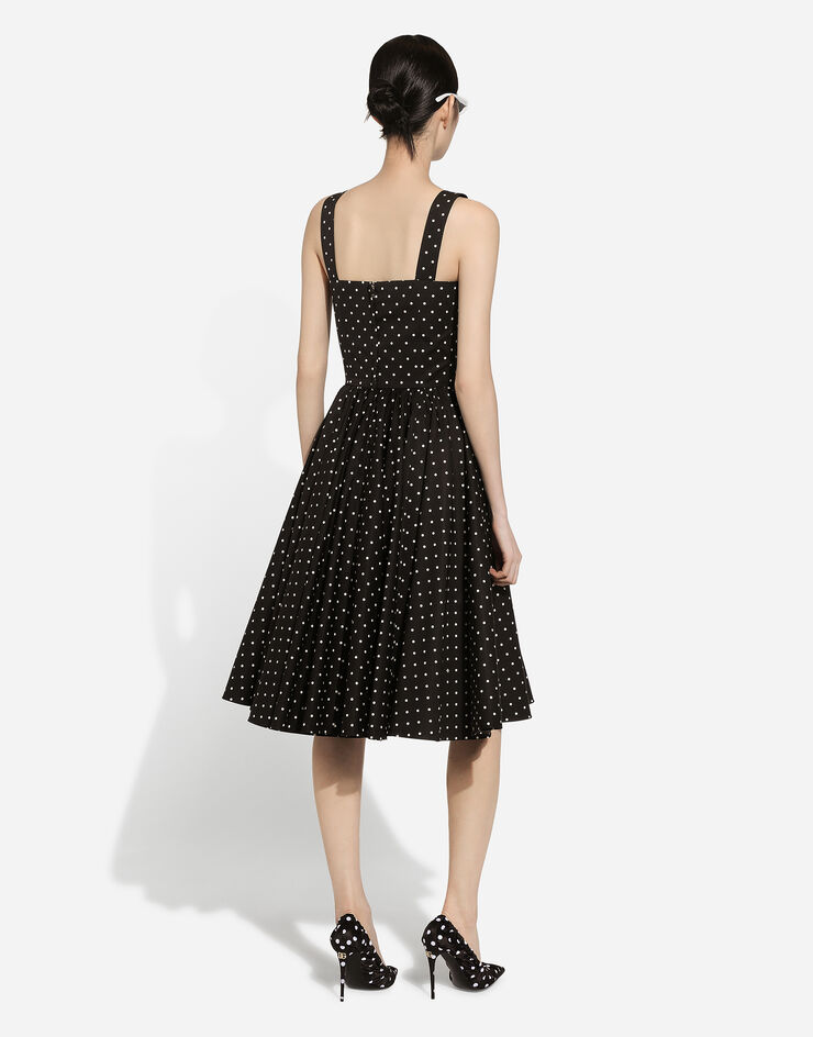 Dolce & Gabbana Longuette-Kleid aus Baumwolle Punkteprint Drucken F6JJCTHS5R6