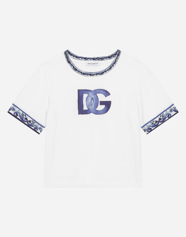 Dolce & Gabbana Jersey T-shirt with DG logo Multicolor L53DE7G7EY0