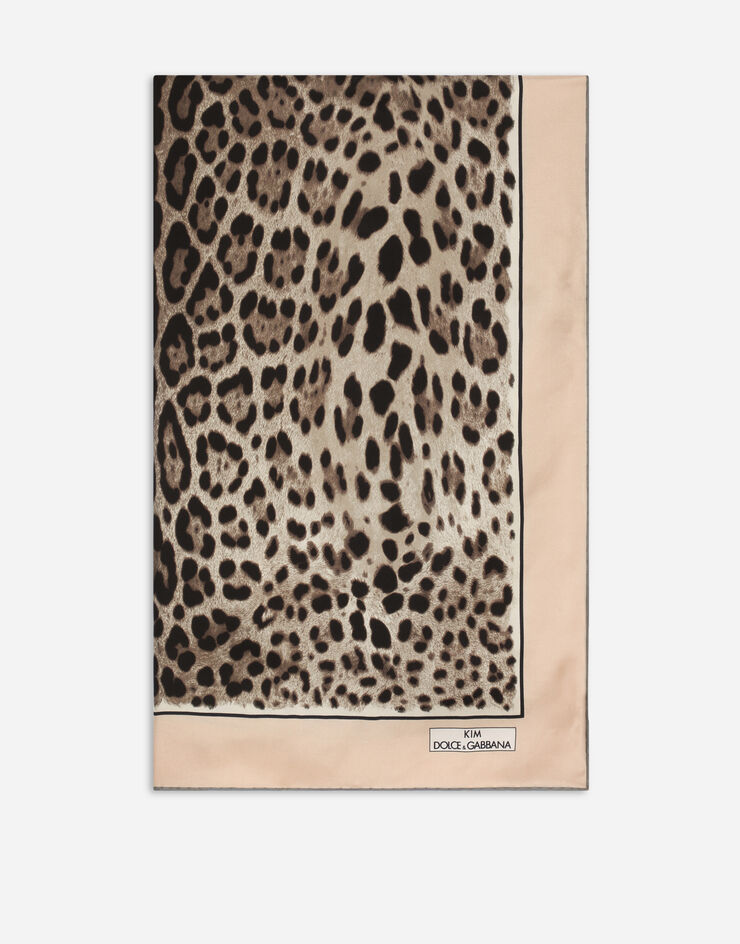 Dolce & Gabbana KIM DOLCE&GABBANA Tuch 90 x 90 aus Twill mit Leopardenmuster-Aufdruck Animal-Print FN090RGDBQJ