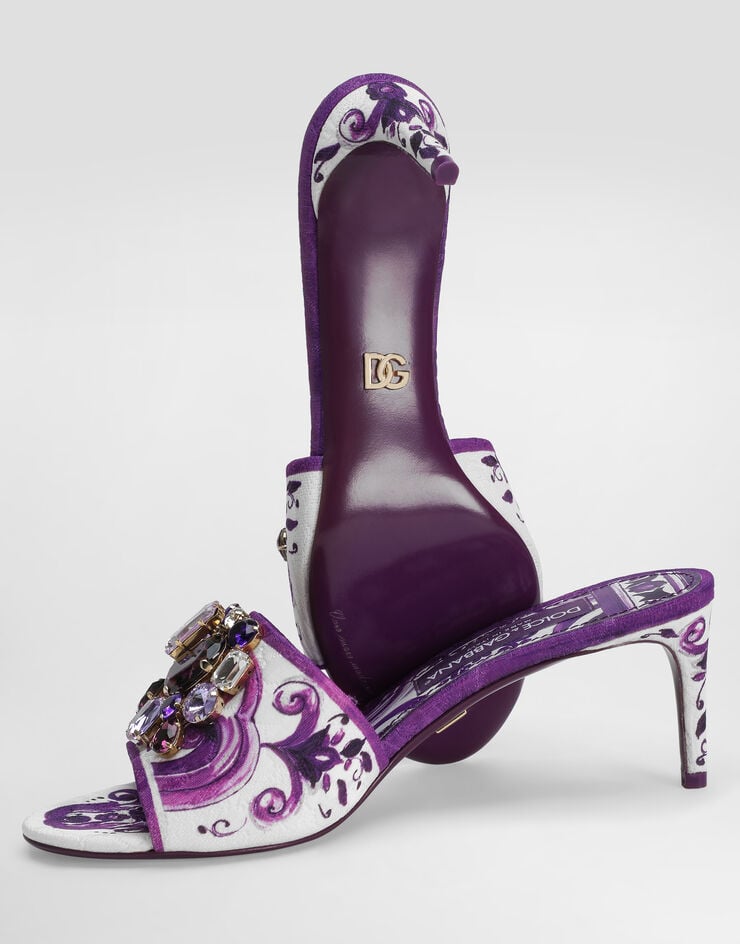 Dolce & Gabbana Brocade mules with jewel embroidery Multicolor CR1744AE123