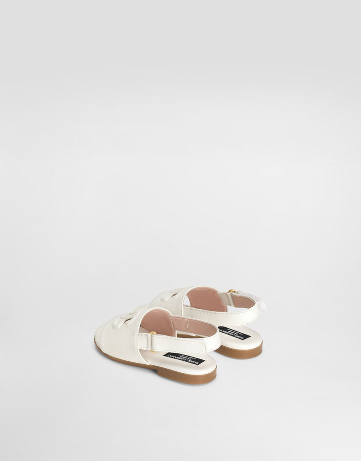 Dolce & Gabbana DG 挖剪徽标小牛皮凉鞋 白 D20100A1223