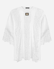 Dolce&Gabbana Short-sleeved T-shirt with lace inserts Black G8RF1TFLSIM
