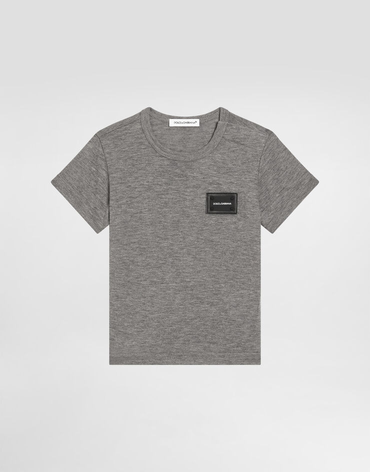 Dolce & Gabbana Camiseta de jersey con placa Gris L1JT7TG7OLK