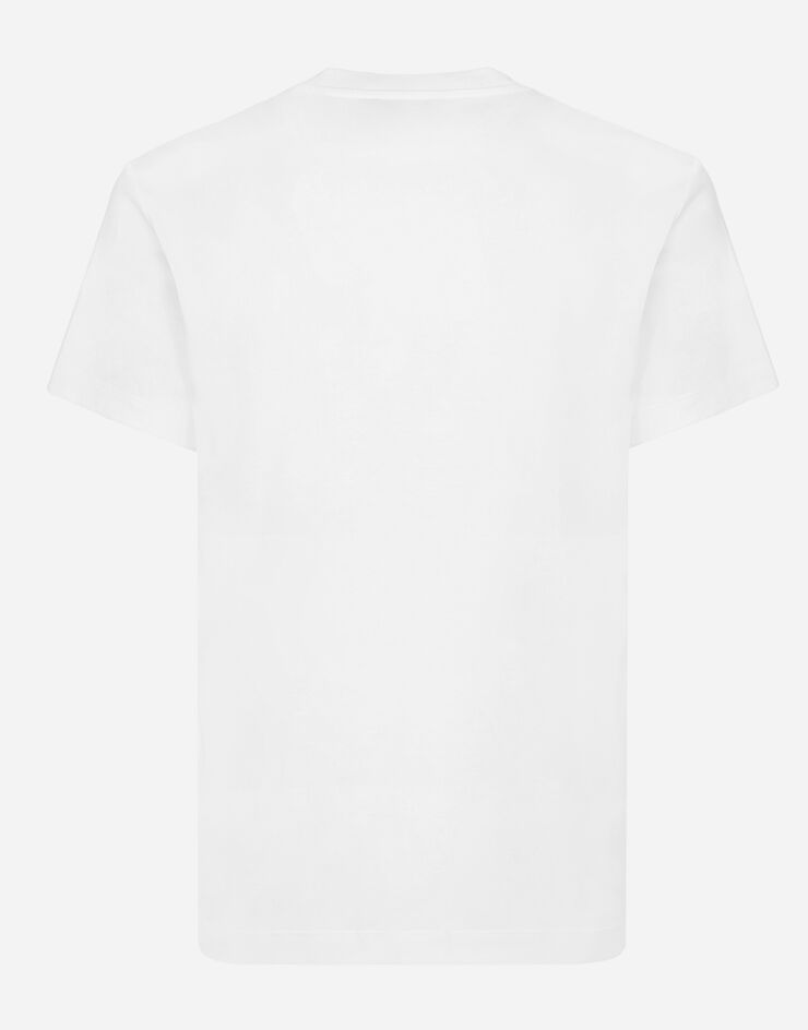 Dolce & Gabbana T-Shirt aus Baumwolle mit DG-Stickerei Weiss G8PD7ZG7B9X