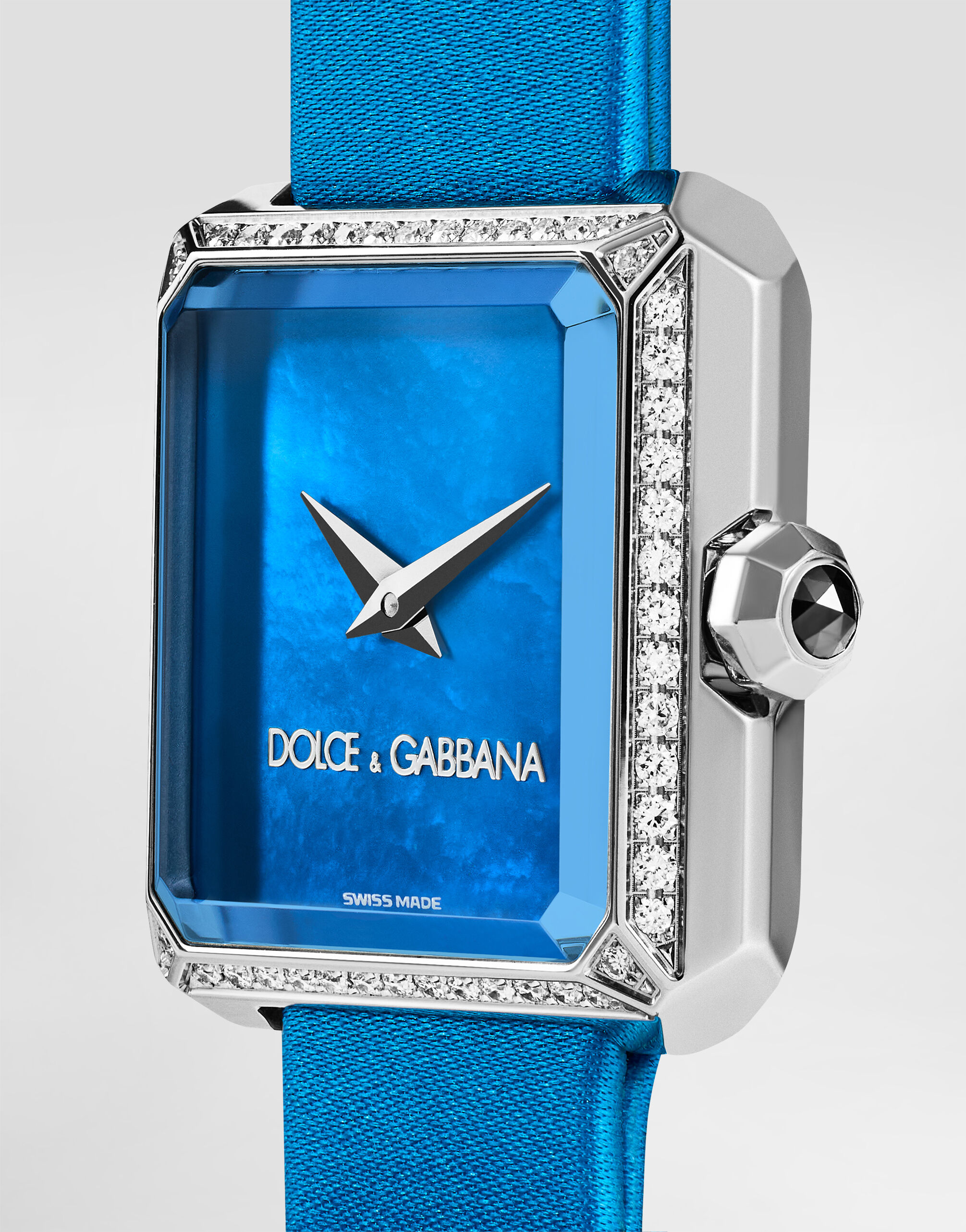 Sofia watch in stainless steel and colorless diamonds in Azure for
