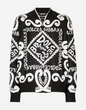 Dolce & Gabbana Bómber de seda con estampado Marina Azul G9AXYTGH666
