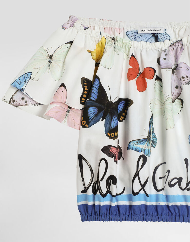 Dolce & Gabbana Top in popeline di cotone con stampa Farfalle Stampa L56S25FI5KS