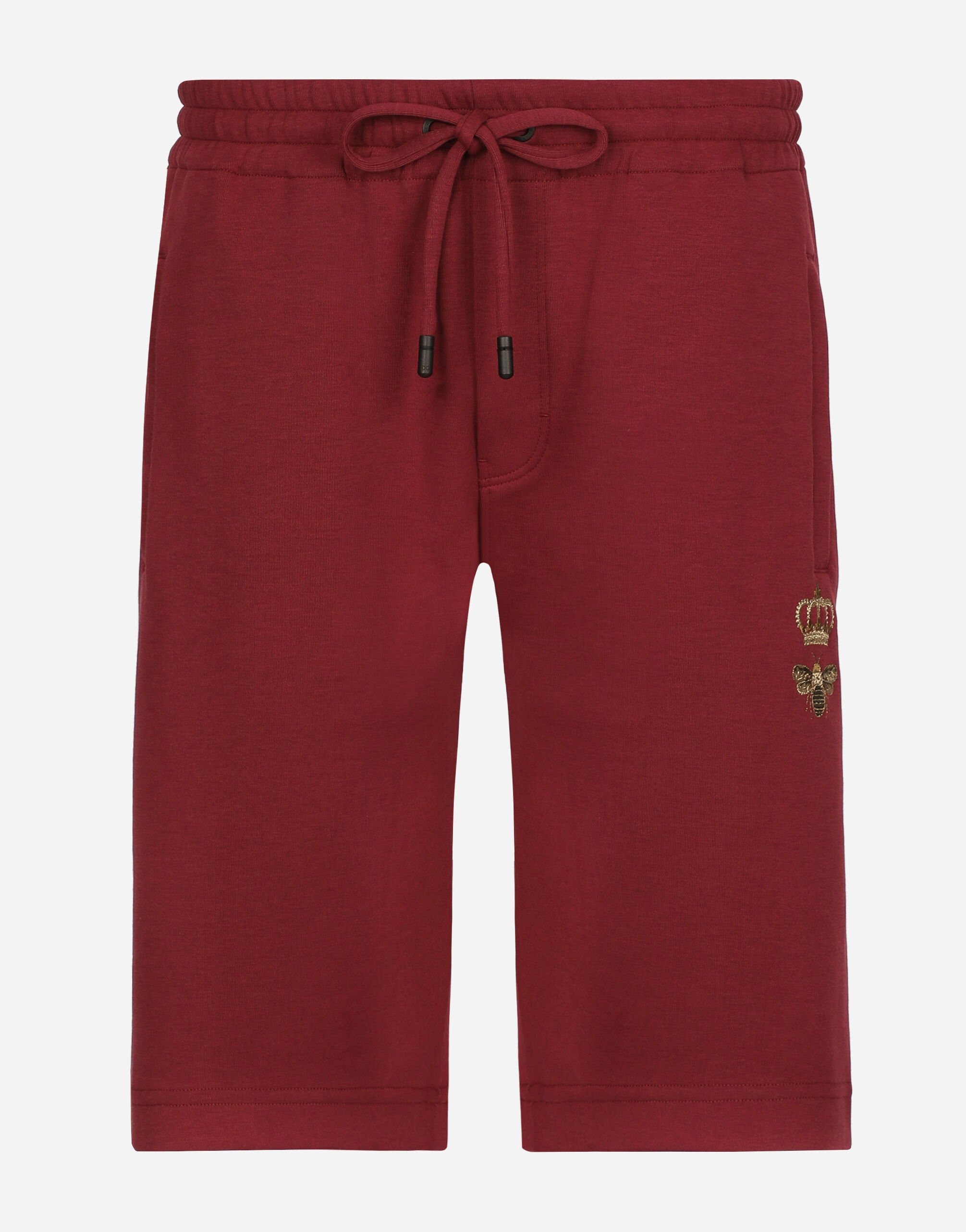 Dolce & Gabbana Jersey jogging shorts with embroidery Bordeaux GVF8AZHU7H9