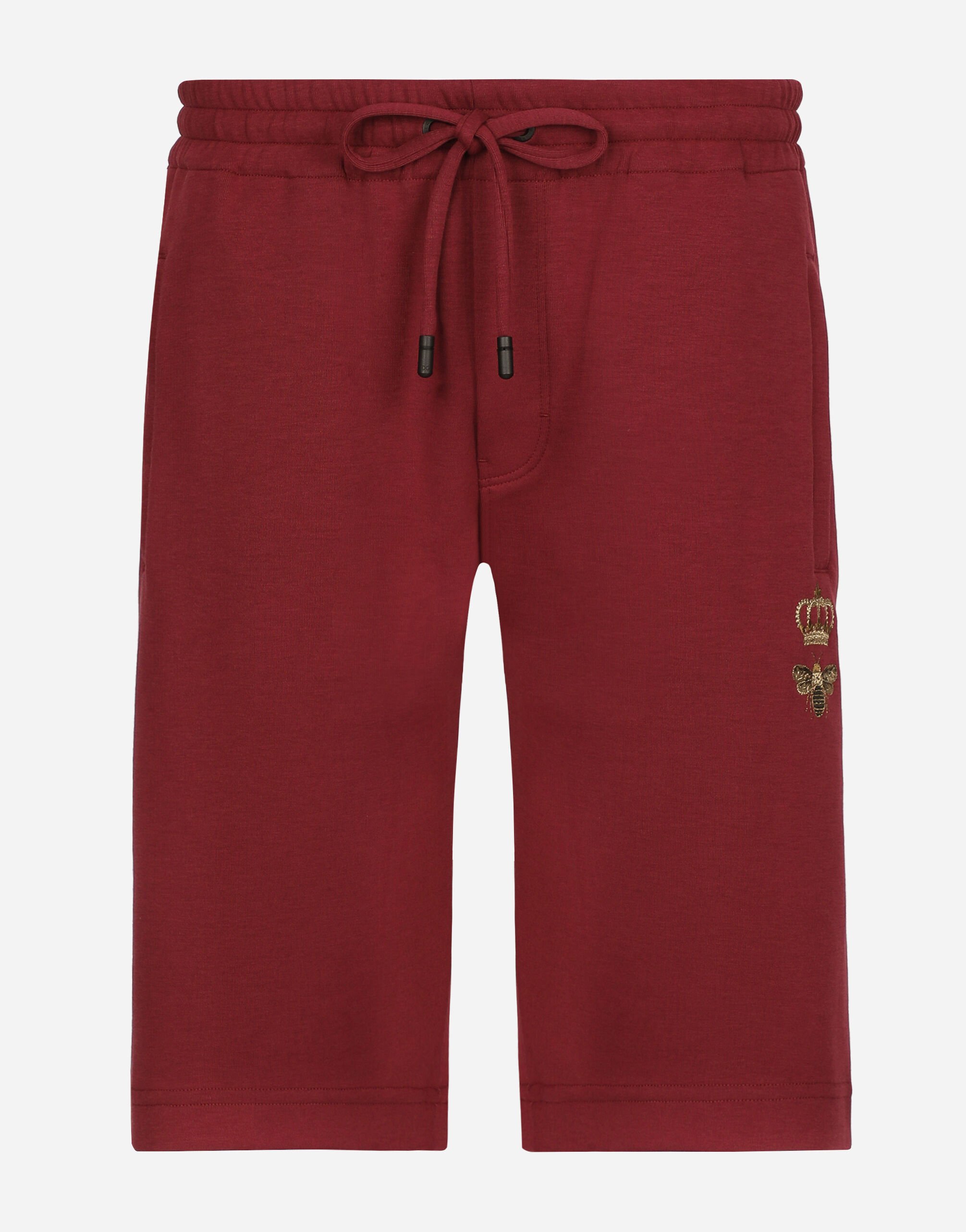Bermuda de jogging en jersey broderie en Bordeaux de Hombre
