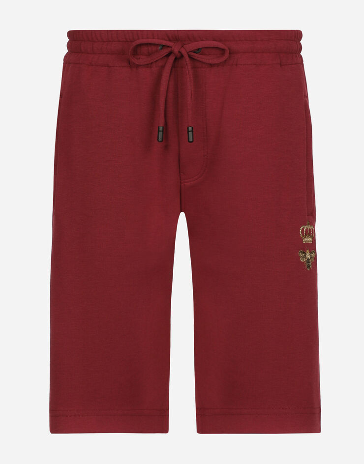 Dolce&Gabbana Jersey jogging shorts with embroidery Bordeaux GVF8AZHU7H9