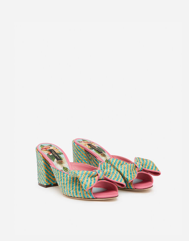 Dolce & Gabbana RAFFIA SLIDERS WITH BOW TÜRKIS/ROSA CR0977AX632