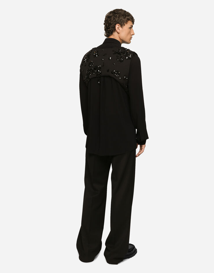 Dolce&Gabbana حزام صدر فيست من قماش تقني بأحجار تزيينية أسود G710EZHUMD6