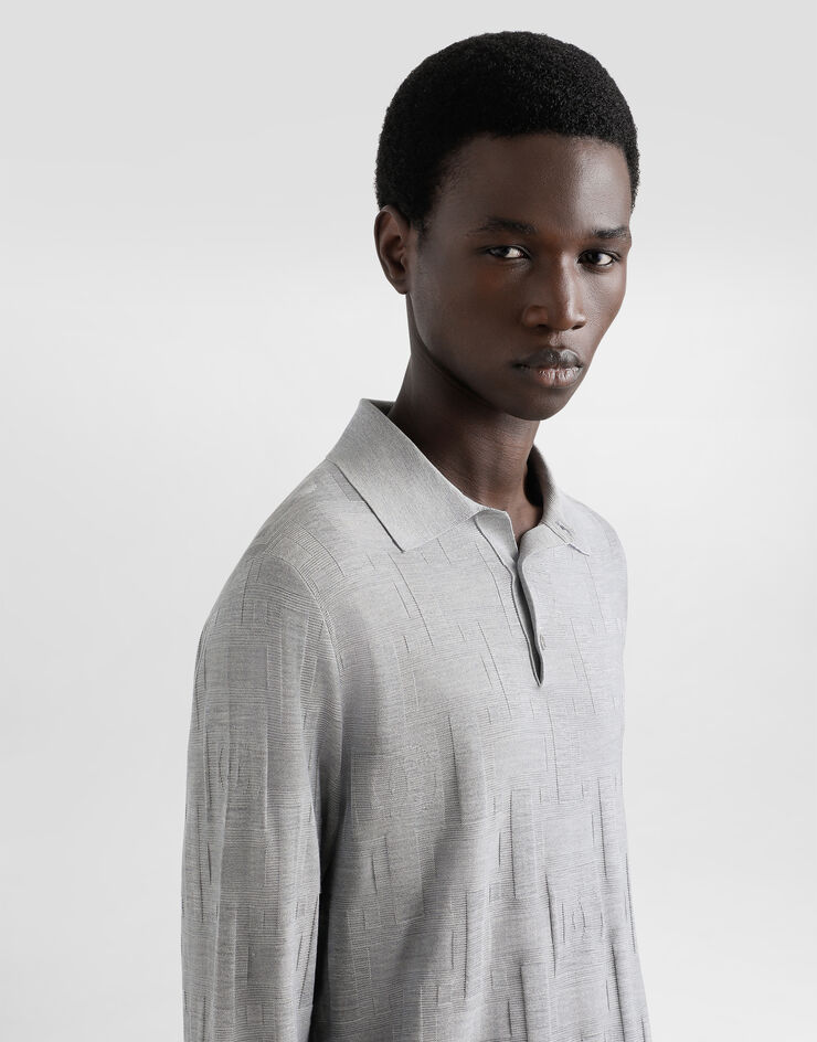 Dolce & Gabbana Polo en soie avec logo en jacquard Gris GXZ25TJBSK5