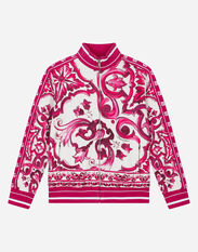Dolce & Gabbana Zip-up jersey sweatshirt with majolica print Animal Print L52Q33G7I2K