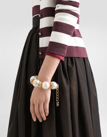 Dolce & Gabbana Bracelet with maxi-spheres and DG logo White WBR2E3W1111