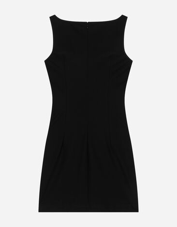 Dolce & Gabbana فستان قصير جيرسي من ألياف لدنة بتفصيل DGVIB3 أسود L8JD8SG7M7D