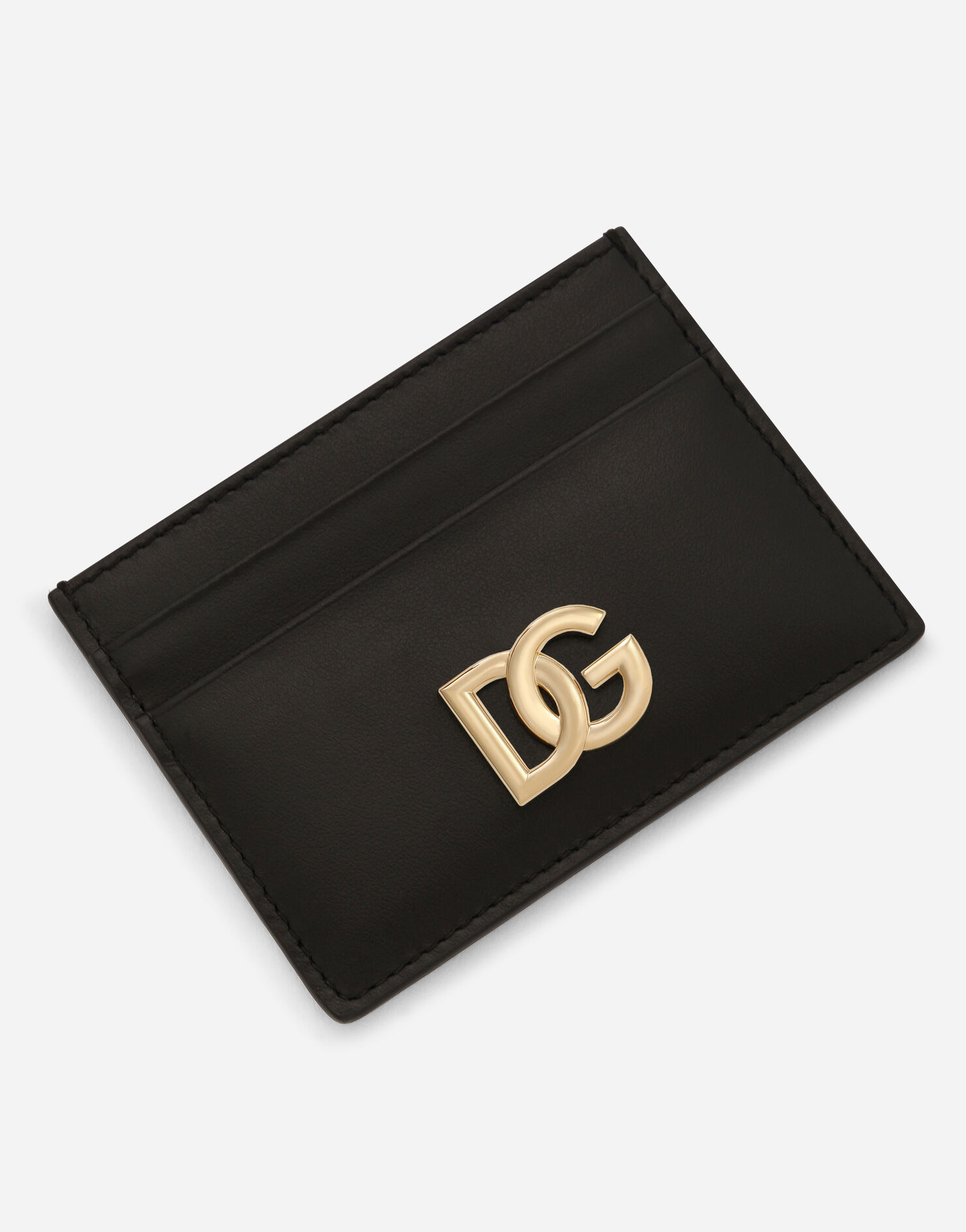 Calfskin card holder with DG logo in Black for Women Dolce&Gabbana®