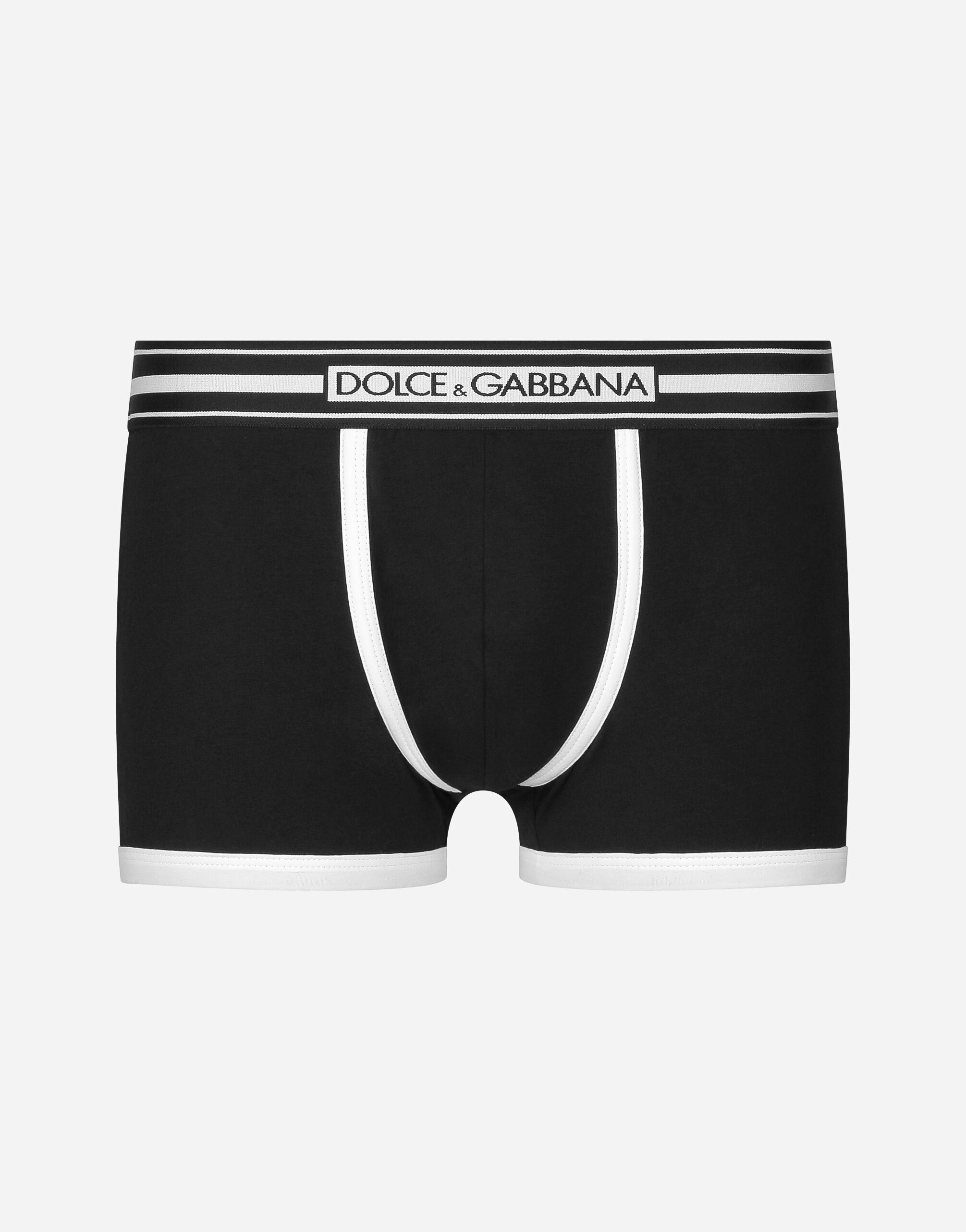 Dolce & Gabbana Bóxer regular en punto de algodón bielástico Negro M9C03JONN95