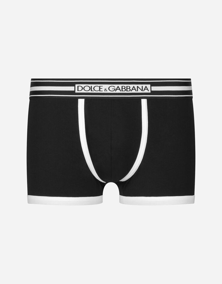 Dolce & Gabbana Bóxer regular en punto de algodón bielástico Negro M4F36JFUECH