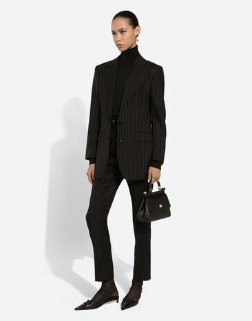 Dolce & Gabbana Pantaloni sartoriali in gessato di lana Multicolore FTAM2TFR21X
