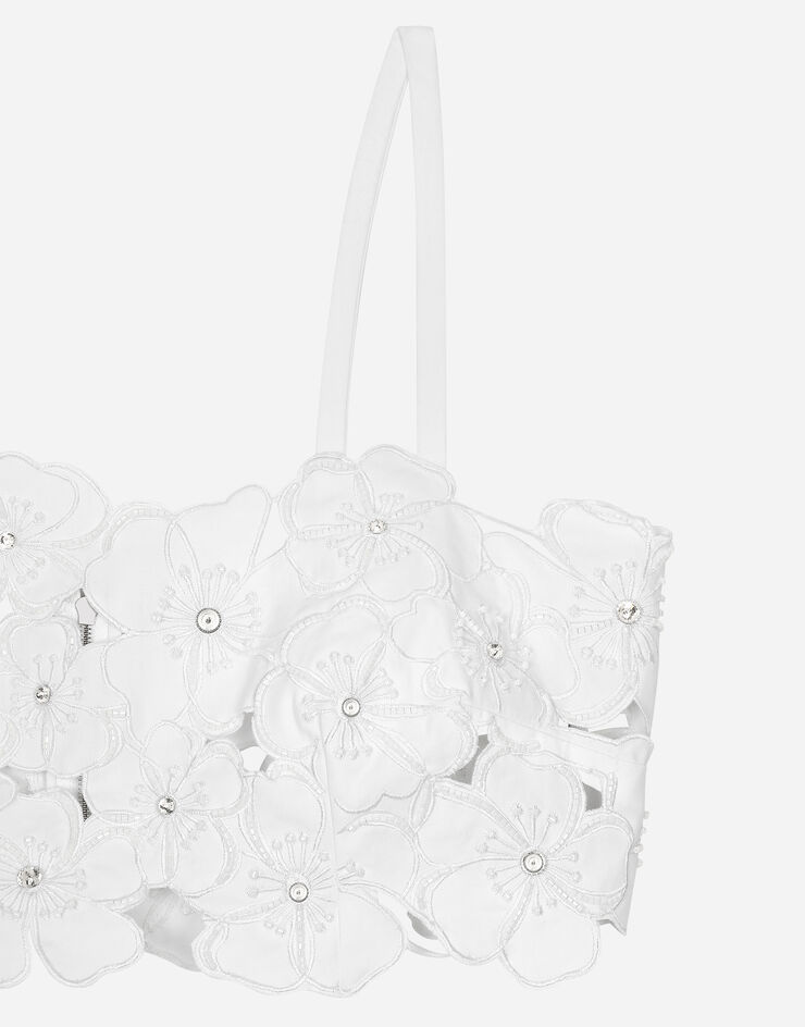 Dolce & Gabbana توب براليت قطني بتطريز قصة وتزيين بحجر الراين أبيض F7AB4ZGDCKB