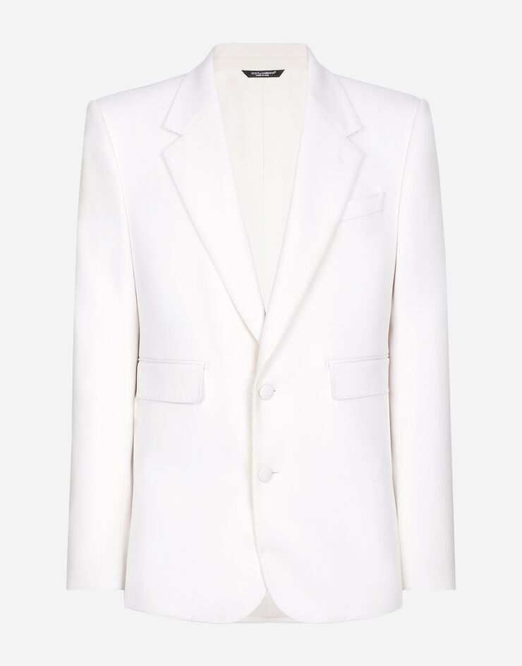 Dolce & Gabbana Однобортный пиджак Sicilia из эластичной шерсти белый G2SC9TFUBGG