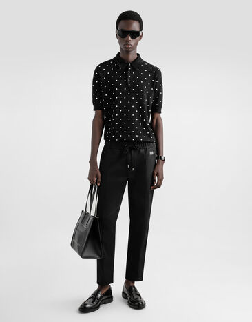 Dolce & Gabbana 태그 장식 코튼 조깅 팬츠 블랙 GYACETFUFNV