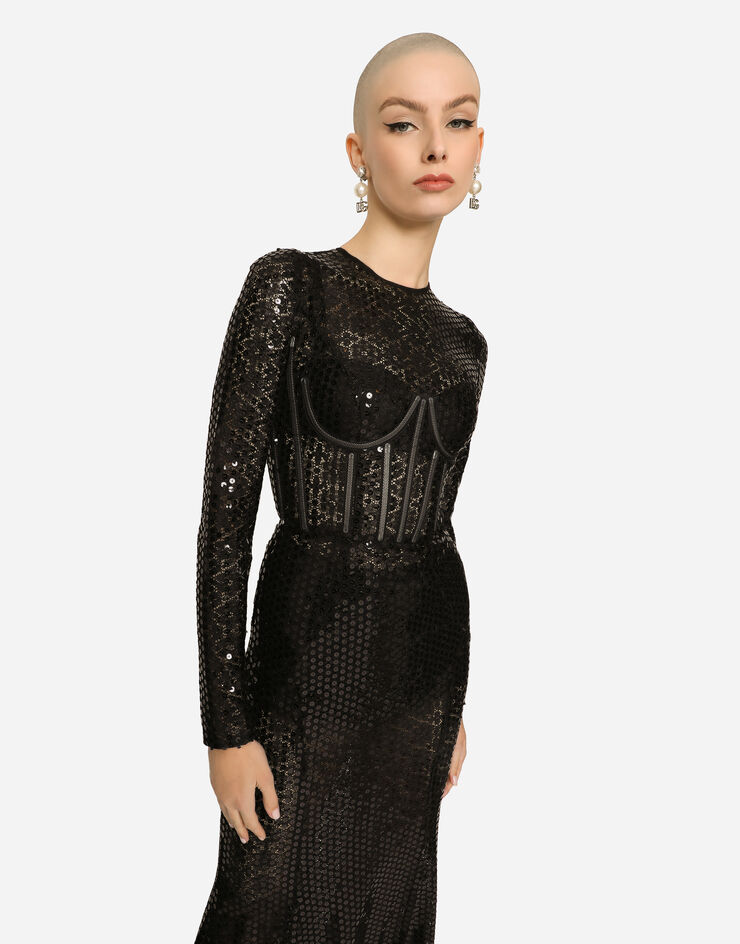 Dolce & Gabbana Long sequined mermaid dress Black F6ZM7THLM50