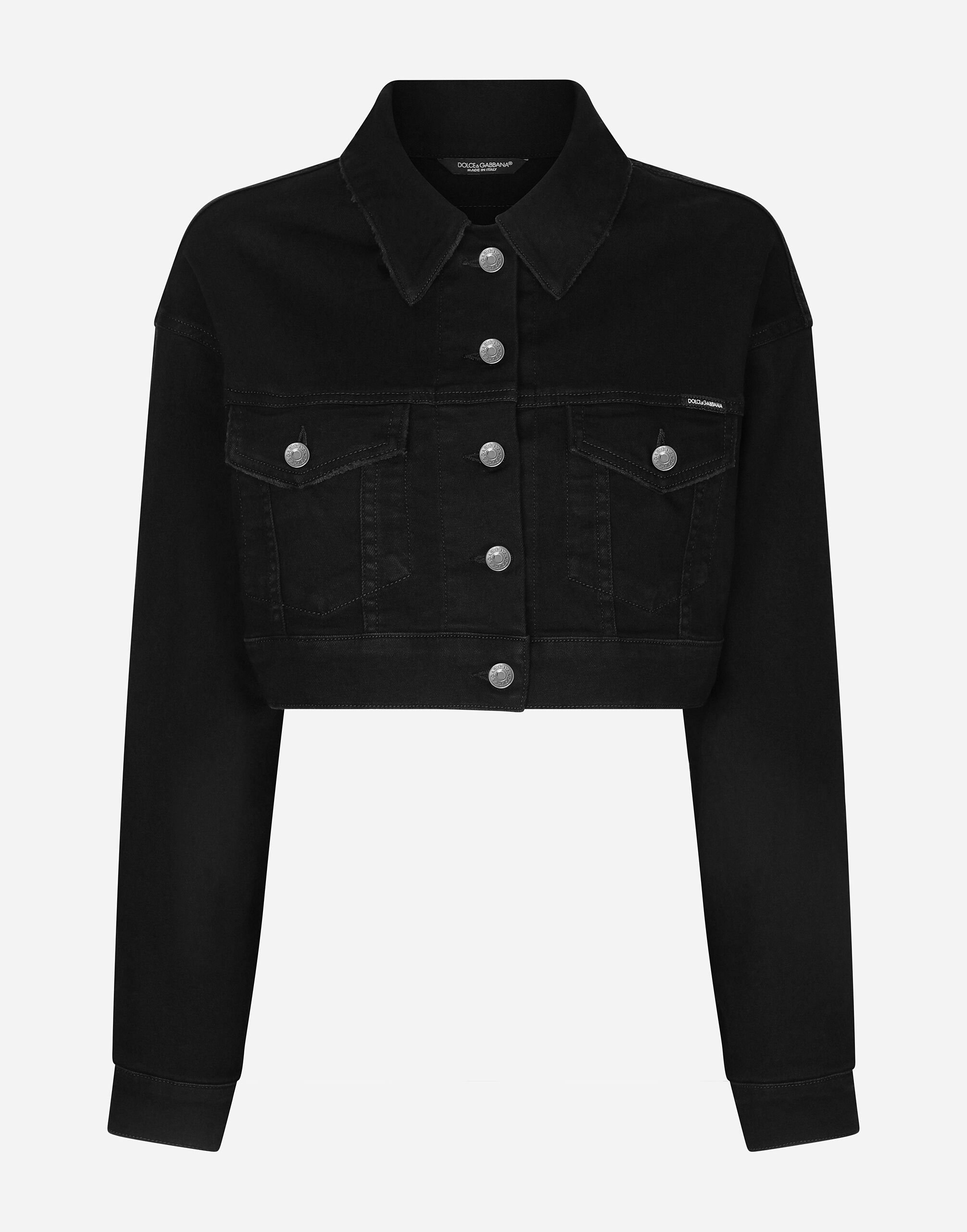Short black denim jacket store