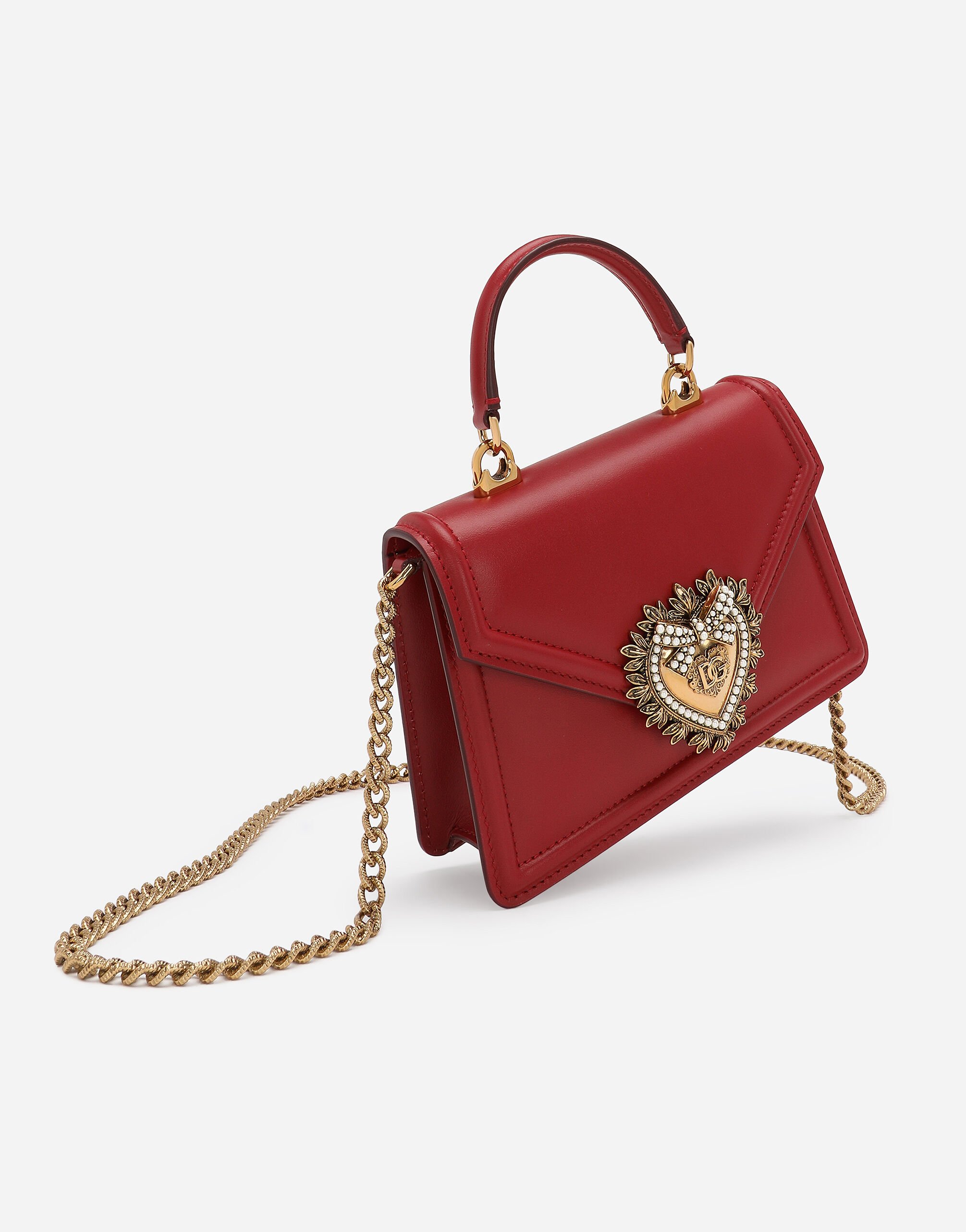 Small calfskin Devotion bag in Red for Women Dolce Gabbana US