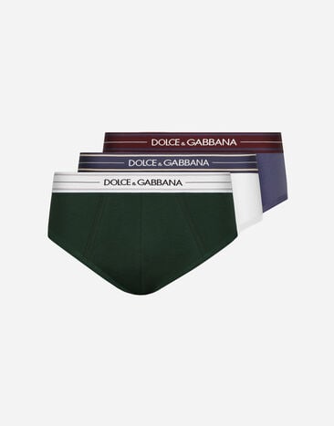 Dolce & Gabbana Pack de 3 slips Brando de algodón elástico Imprima G031TTHI1SV
