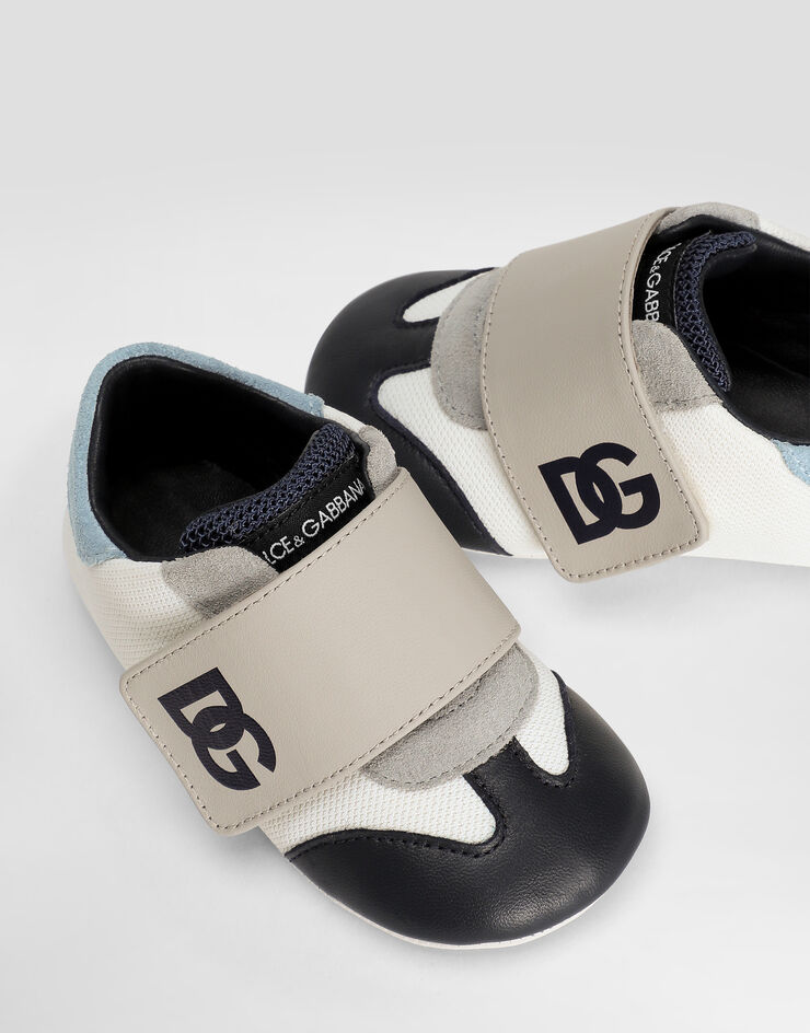 Dolce & Gabbana Mesh and split leather sneakers with DG logo Multicolor DK0148A9345