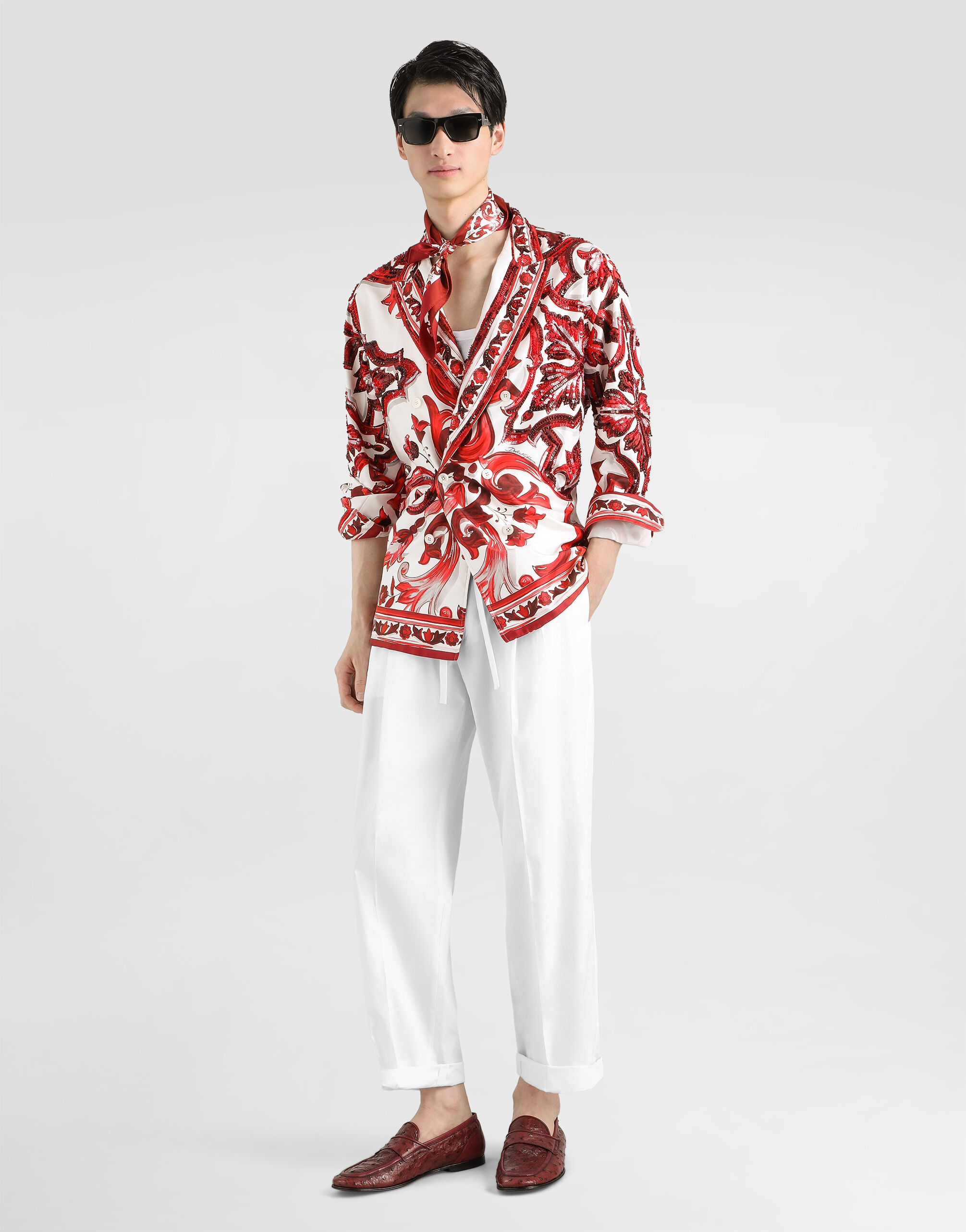 Majolica-print twill vanity shirt in Multicolor for Men