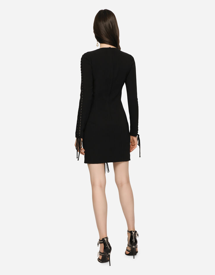 Dolce & Gabbana Vestido corto de cady con cordones y trabilla Negro F6ZM4TFUIAH