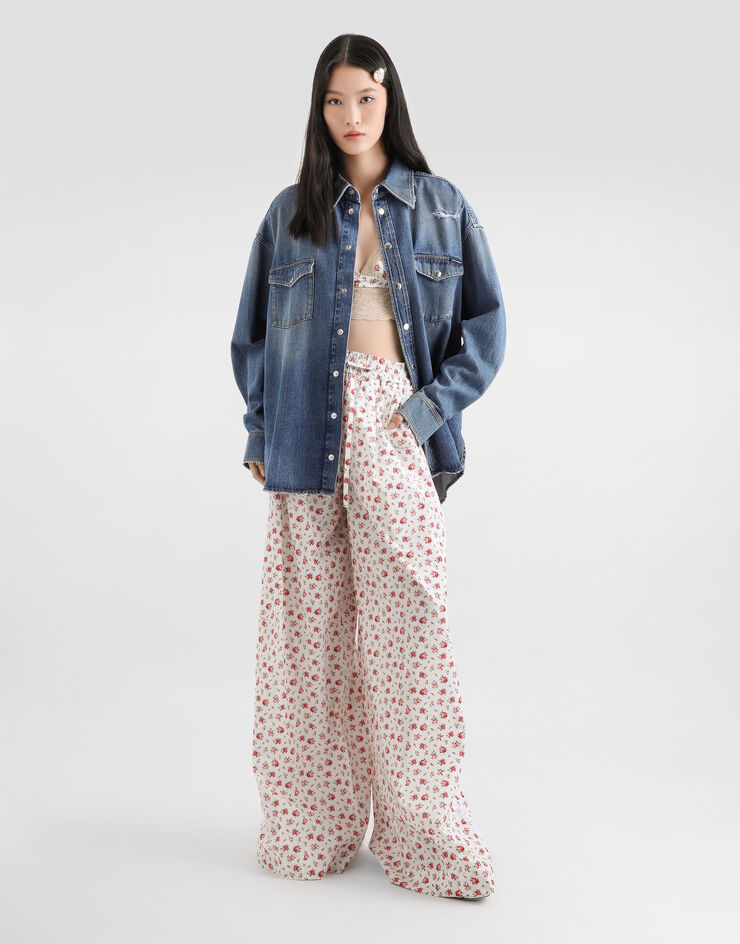 Dolce & Gabbana Small rose-print poplin trousers Multicolor FTDCOTHS5UB