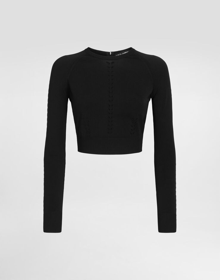 Dolce & Gabbana Kurzpullover aus Viskose Schwarz FXX93TJAIRM