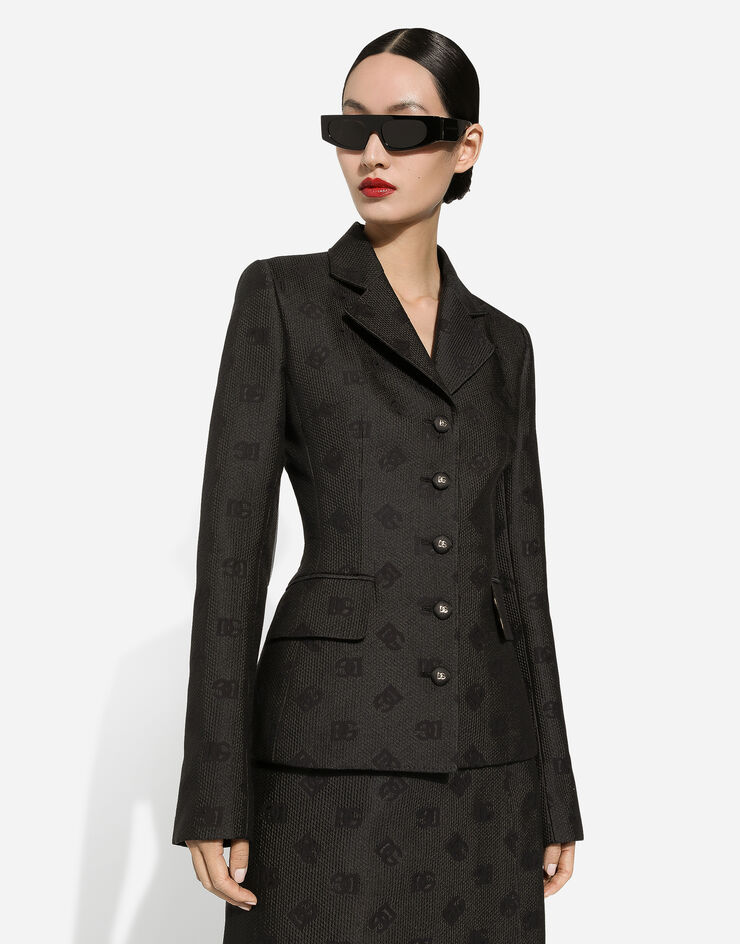 Dolce & Gabbana Veste Dolce en jacquard matelassé à logo DG Noir F26CHTHJMOW